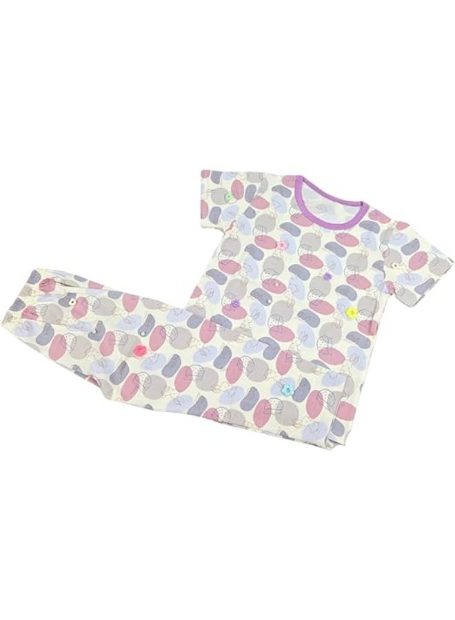 MINIIMODZ MINII MODZ Little Hare Print Pyjama Set | Soft Cotton Dress Sleepwear | Cute Outfit Suitable for Kids, Toddlers, and Infants - Image 1